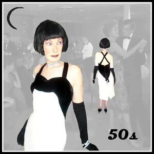 Black Velvet Cocktail Dress with White Sequins! Bombshell Formal Sheath 50s VTG
